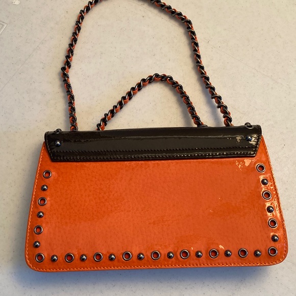 Moschino Chic Patent Chocolate & Orange Mini Bag - Picture 6 of 12